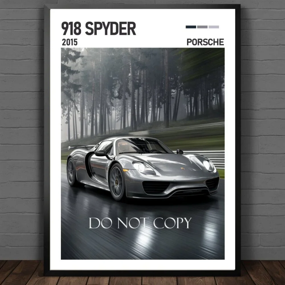 Porsche 918 Spyder 11x17 Framed Poster - Wall Art - Modern Automotive Print